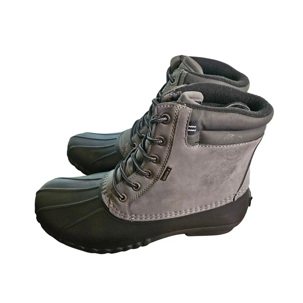 Nautica Duck Boots Mens Size 10 Charcoal Black Channing Insulated Snow Boots
